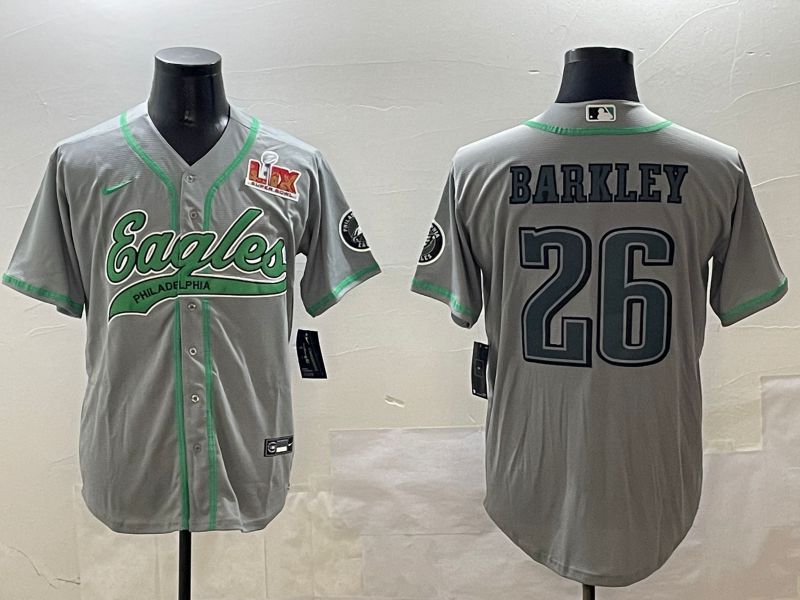 Men Philadelphia Eagles #26 Barkley Grey Jointly Name 2025 Nike Limited NFL Jersey style 8->los angeles dodgers->MLB Jersey